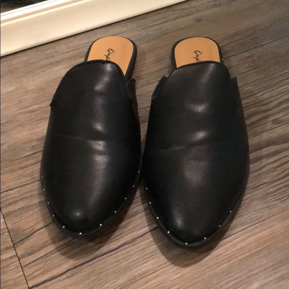 Studded black mules